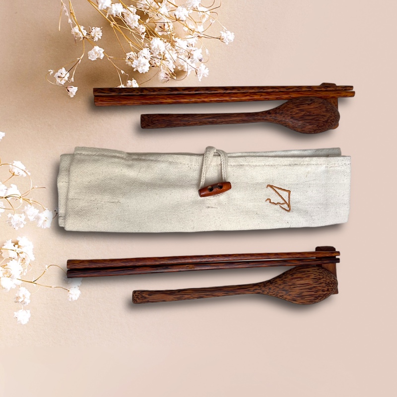 couverts asiatiques pour deux en bois de cocotier - duo – Image 4