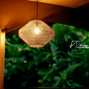 Lustre artisanal en fibre de bananier « Flying Saucer »