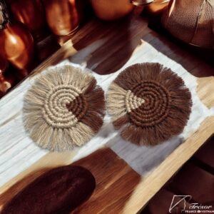 Sous-Verres Bicolores Naturel-Cuivre | Fibre de Bananier |