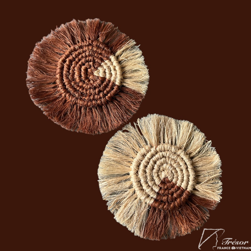 Sous verres en fibre de bananier cuivre et naturel