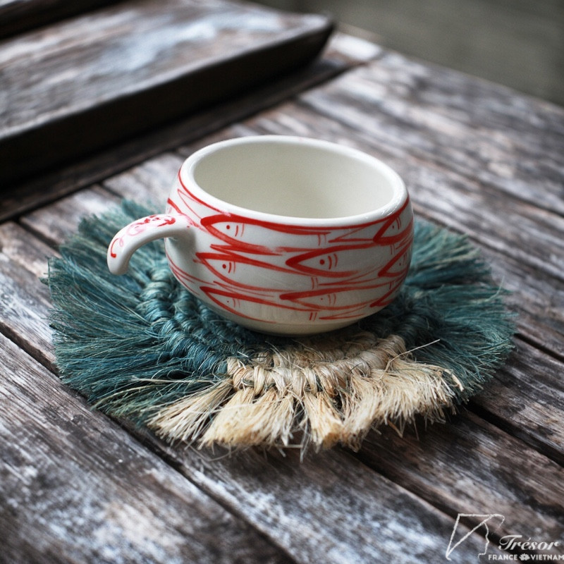 Sous-verres en fibre de bananier émeraude et naturels – Image 8