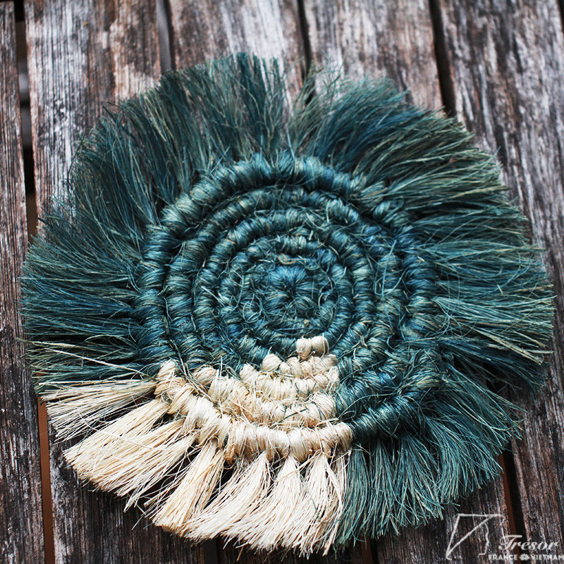 Sous-verres en fibre de bananier émeraude et naturels – Image 3