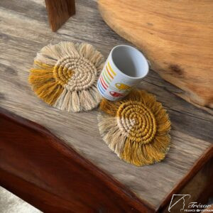 Sous-verres  bicolores or et naturel